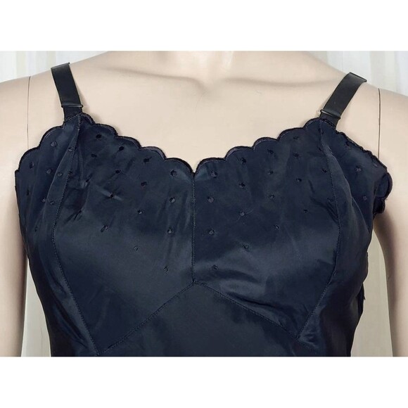 BARBIZON CANDIE TAFREDDA VTG BLUE DELICATE EMBROIDERY ZIPPERED FULL SLIP EVC - Picture 2 of 6